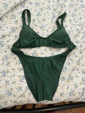 wild fable Dark Green Scoop Bikini Set